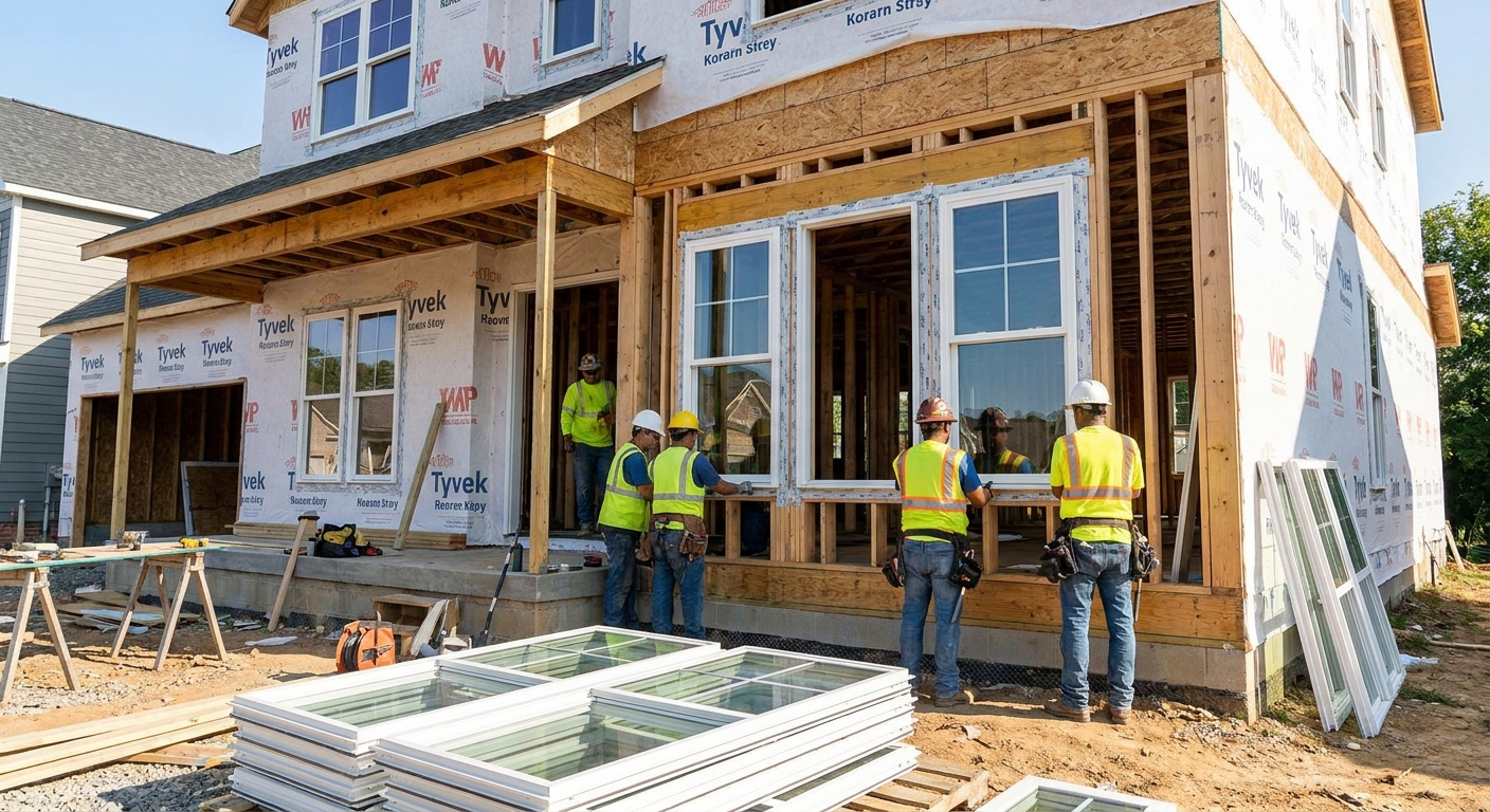 Window installation for new construction homes