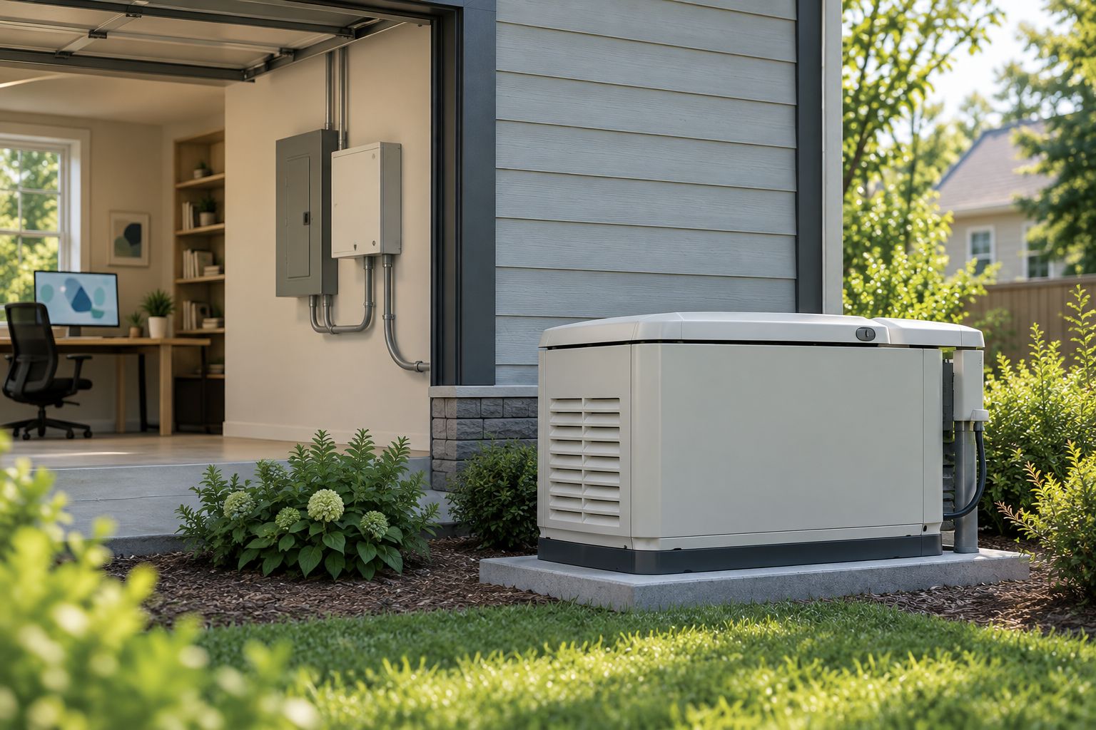 Whole-house generator and transfer switch installed at a New Jersey home
