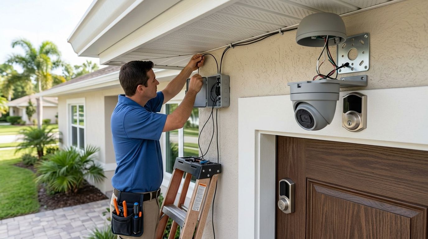 Security camera and smart lock wiring for Florida homes