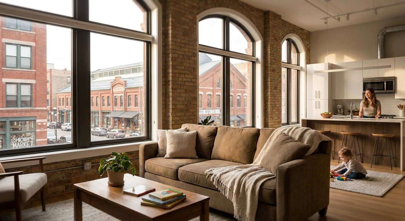 Two bedroom apartments for families in Fulton Market