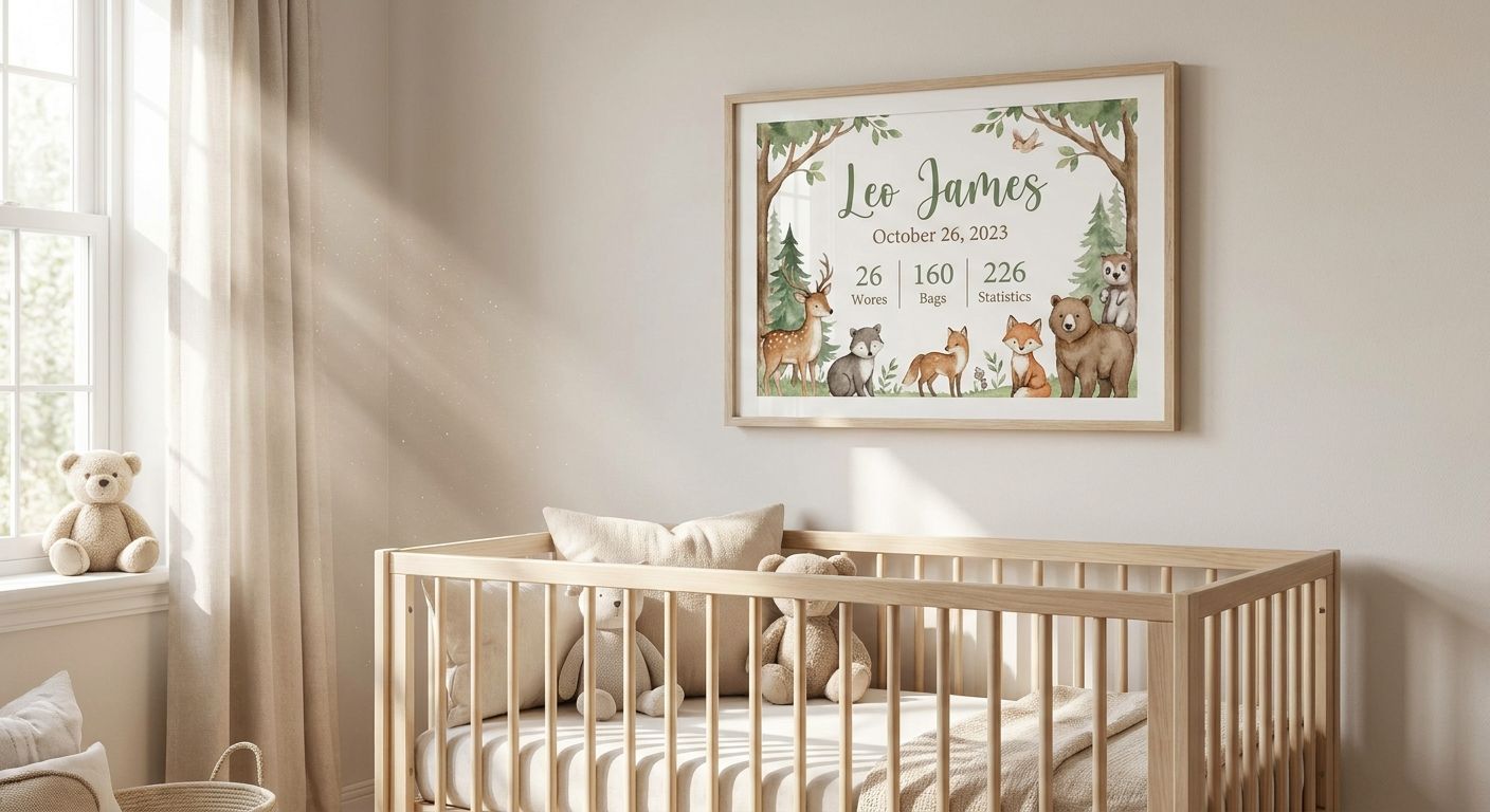 Birth announcement wall art for new babies