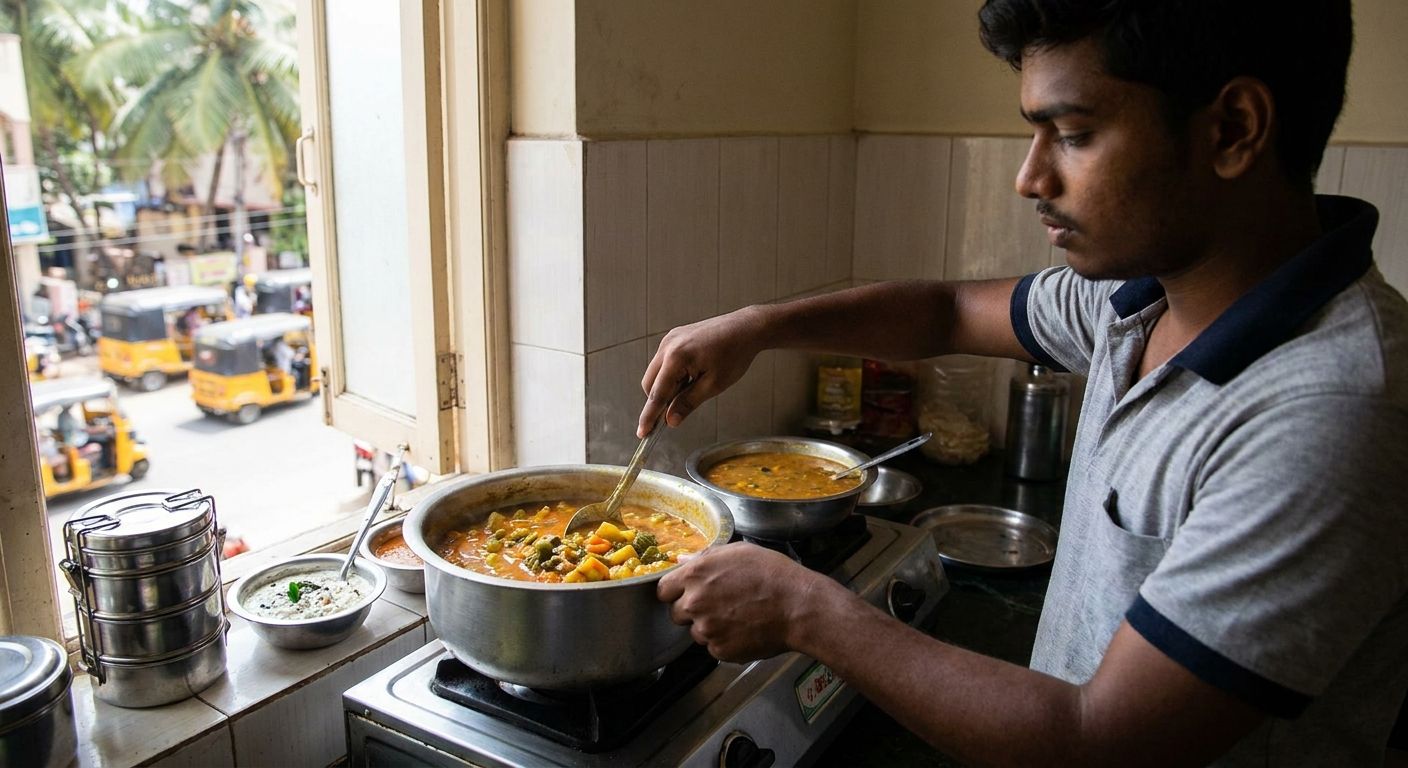 Homemade South Indian curries for bachelors in Chennai