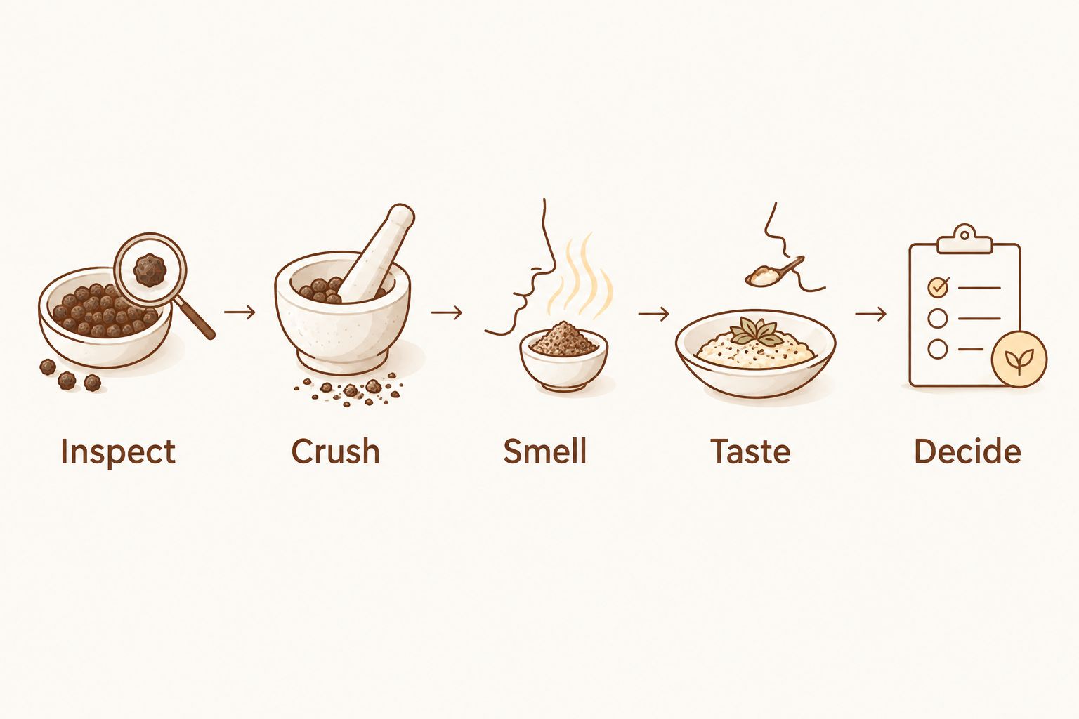 Five steps for assessing peppercorn quality before grinding