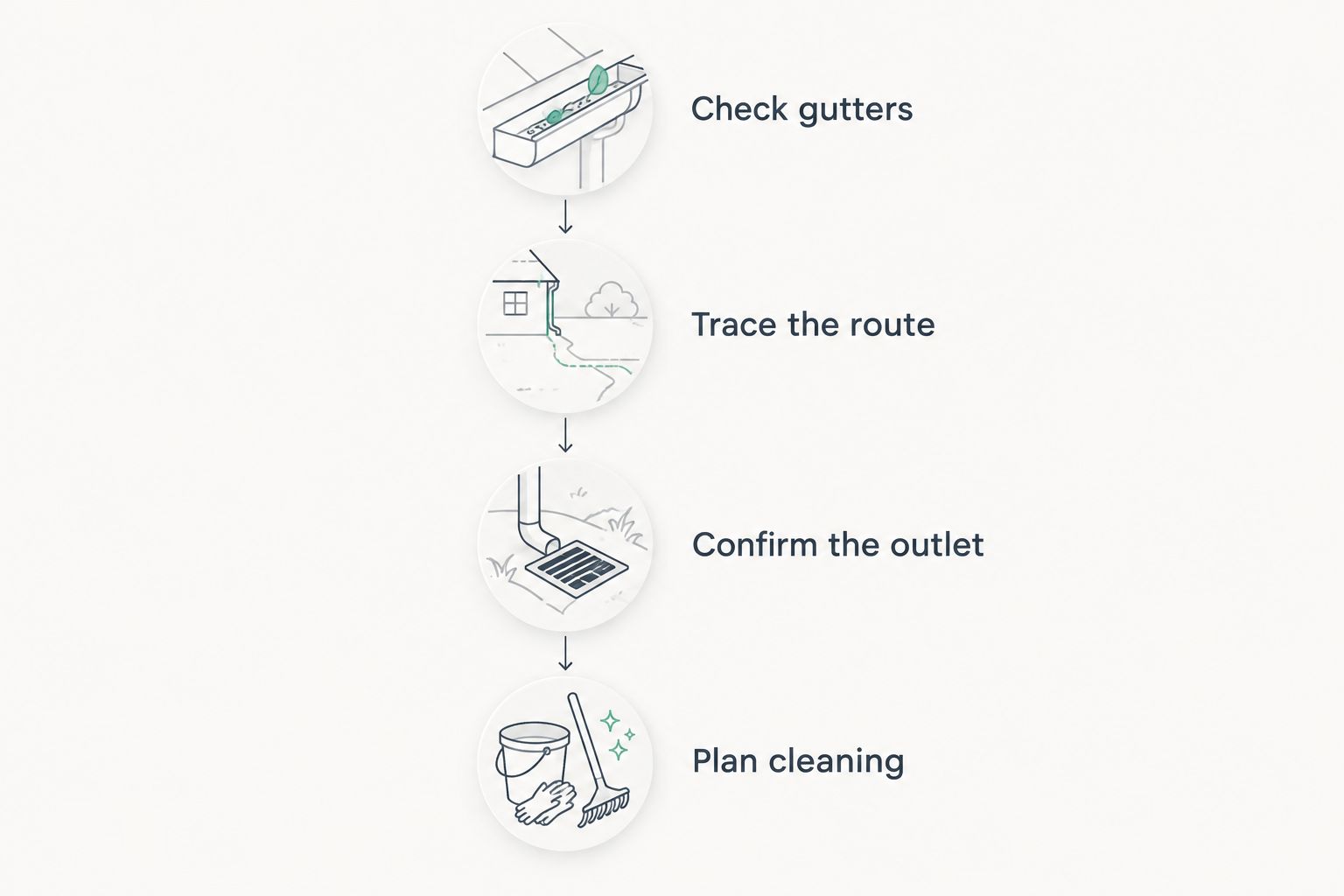 Four checks for selecting an extension: gutters, route, outlet, and cleaning access.