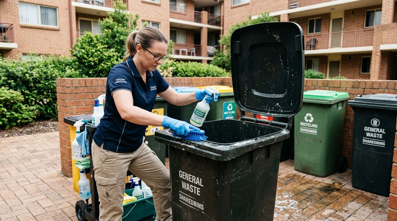 How to disinfect a trash can shared by multiple tenants