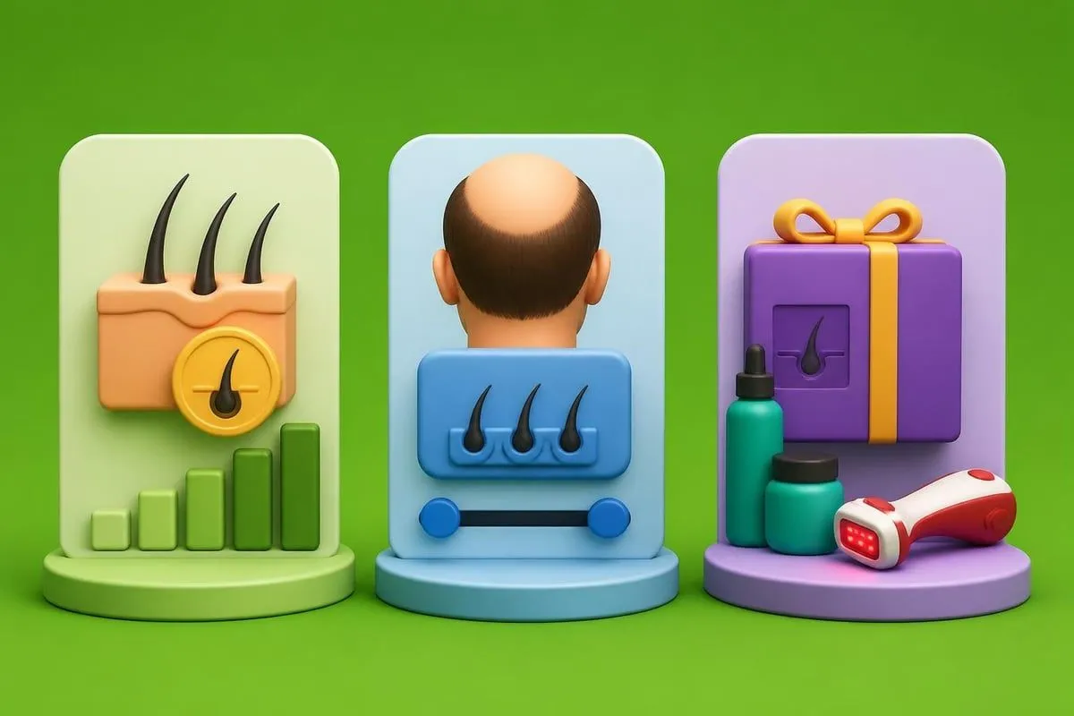 Conceptual illustration of hair transplant pricing models